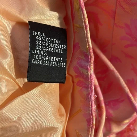 Carmen Marc Valvo Pink Orange Beaded Floral Wrap Blouse Top 8 - Picture 7 of 8